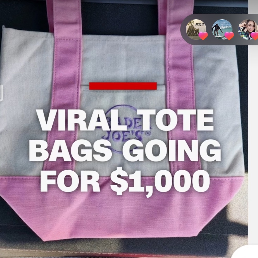 💐BNWT💐Trader Joe’s Mini Pastel Canvas Tote Bag That’s Gone Viral SOLD OUT 💚 - Picture 2 of 10